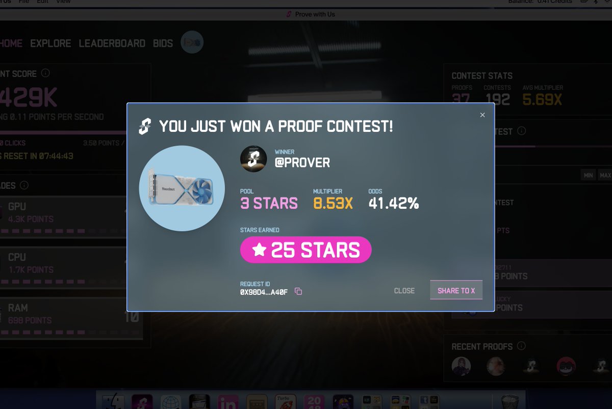 cryptossos's tweet photo. I just won 25 stars in the Succinct Stage 2 Proof Contest! Prove with us @SuccinctLabs #ProveWithUs https://t.co/sMg6PJH0wX