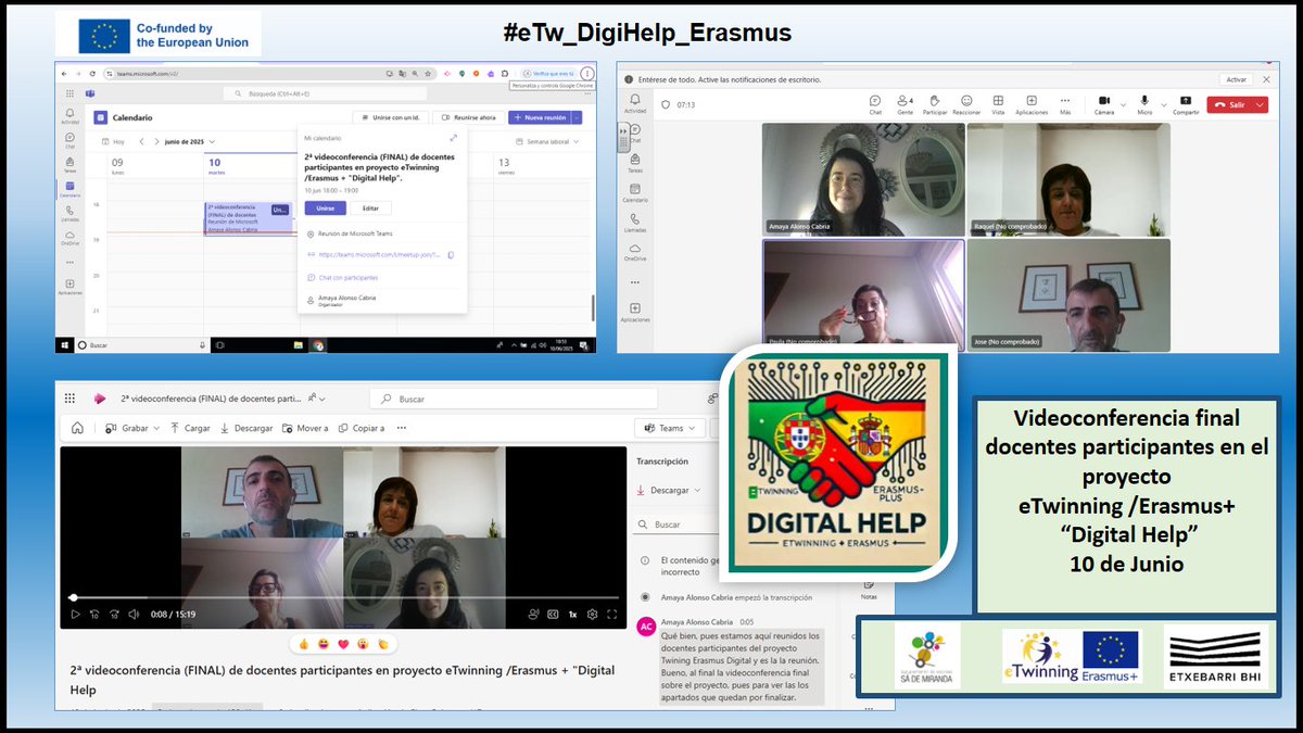 #eTw_DigiHelp_Erasmus Videonferencia  docentes participantes para evaluación y coordinación final del proyecto #eTwinning 7 #Erasmus+ . ¡Un placer! @euskeTwinning <a href="/CIMEtxebarri/">CIME Etxebarri</a> <a href="/eTwinning_es/">eTwinning España</a> <a href="/eTwSchoolsES/">eTwinning Schools conectad@s</a> <a href="/sepiegob/">SEPIE</a>