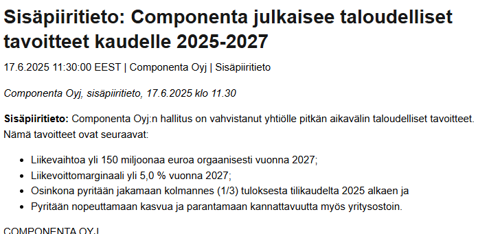 Choyoba1's tweet photo. #Componenta
Tavoite +50% kasvu viime vuodesta, huom Orgaanisesti. Ja varsin hyvällä kannattavuustavoitteella. https://t.co/uxXfn67LDM