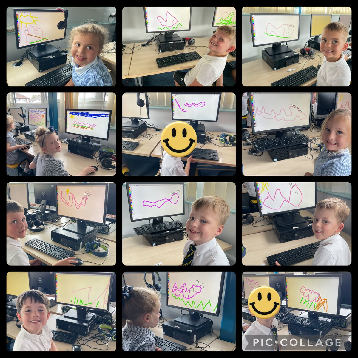 DowsonPrimary's tweet photo. We have loved going to the ICT suite and learning how to use the mouse and create our own pictures, we have also been using the keyboard to type our names. #DowsonReception #WeAreDowson #DowsonComputing https://t.co/rZZKt8OqFa