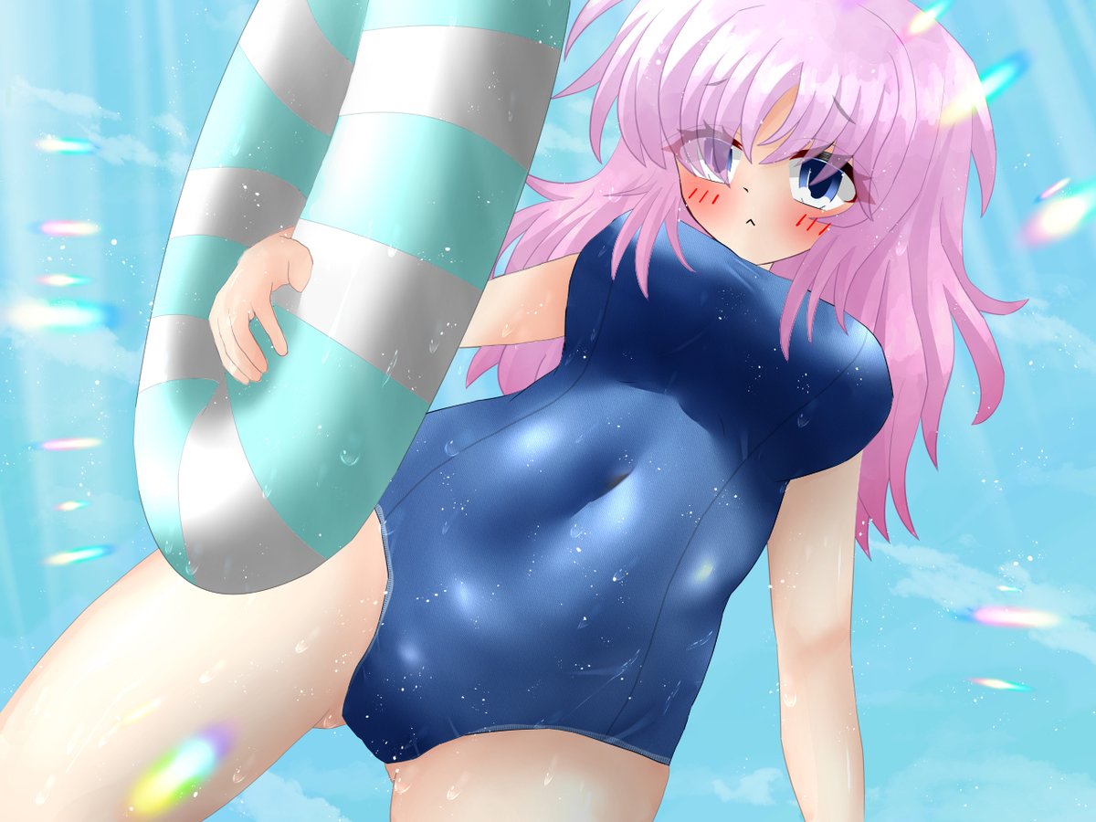 #oc #一次創作 #イラスト 
#絵柄好みって人にフォローされたい 
イラストの再掲。
照れるスク水の女の子🥰