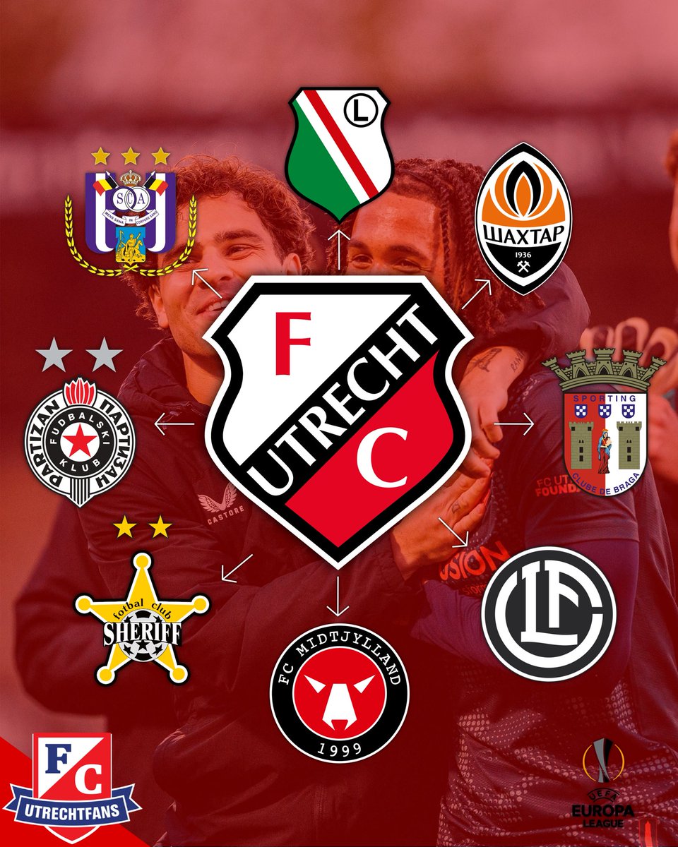 UtrechtFansNL's tweet photo. Morgenmiddag staat de loting op het programma voor de voorronde van de ๐๐ฎ๐ซ๐จ๐ฉ๐ ๐๐๐๐ ๐ฎ๐. FC Utrecht zal รฉรฉn van de bovenstaande tegenstanders treffen. Op wie hoop jij?๐โฝ๏ธ
#fcutrecht #utrechtfans #eredivisie https://t.co/A9kZ42OmW5