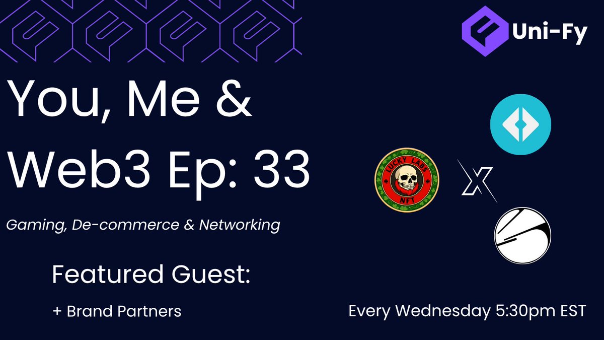 Hump Day is quickly Turning into Pump Day💪 With 

‘You, Me &amp; Web3 Ep 33’ 

Major Uni-Fy Ecosystem Updates plus special guest: 
<a href="/BoonHQ_/">Boon</a> 
<a href="/DoubleL7777/">Lucky Labs</a> 
<a href="/clashrushai/">Clash Rush</a> 
<a href="/chiefdopefox/">Chief Dopefox</a> 
<a href="/Companeons/">Companeons</a> 
<a href="/SOLANADEADS/">SOLANA DEADS</a> 
<a href="/Omerta_SOL/">Omerta, the Grand Mafia</a> 
Plus more 

Hosted by <a href="/YseNft/">Yse_UniFy ᛤ</a> &amp; <a href="/BigFax_MEXC/">Fax 🥶👣✳️</a> 

Set a