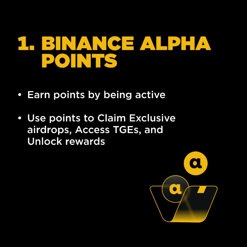 binance's tweet photo. Binance Alpha is the go-to platform for early-stage crypto opportunities.

From earning Binance Alpha Points and claiming exclusive airdrops, to accessing TGEs and trading competitions, Binance Alpha puts it all in one place.

Now available on both app and web.