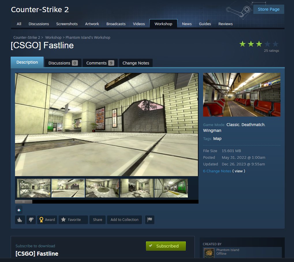 WedgeBob's tweet image. Now that I&apos;m busy watching @coachmaryy grinding away at some of Google Maps and #CounterStrike2 that brings me back to this map that was one a #ConditionZero exclusive, but now I see someone in #CommunityWorkshop brought me to the #Fastline for more subway action.  DOWNLOADING!!!