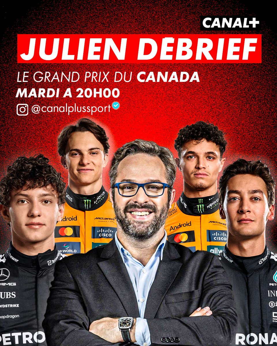 Julien_FEBREAU's tweet photo. 💥ALERTE DEBRIEF F1💥

Je vous retrouve CE SOIR dès 20h sur le compte Instagram @CanalplusSport pour debriefer ensemble ce week-end du Grand Prix du Canada !! 🏎️🇨🇦🏁

Je vous attends pour réagir en direct dans le Tchat et en LIVE vidéo !! 🗣️🎙️

#RDVau1erVirage #JulienDebrief #CanadianGP