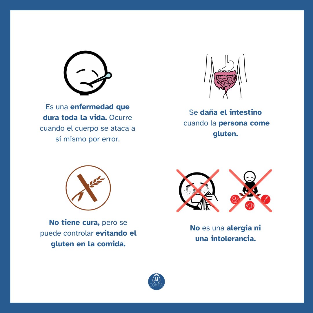 COMTA (@comtasalud) on Twitter photo ¿Sabes qué es la celiaquía? 💡
👉🏻 Es una enfermedad que daña el intestino cuando se consume gluten.
#Celiaquía #Salud #InformaciónMédica #SaludDigestiva
ℹ Fuentes:
* <a href="/pontegastro/">Digestivo Pontevedra Hospital Universitario</a> <a href="/ponsalsergas/">Área Sanitaria de Pontevedra e O Salnés</a>
🤝🏻Colaboran @fecyt_ciencia y #EncePlanSocialPontevedra / Pictogramas: <a href="/arasaac/">ARASAAC</a> ¿Sabes qué es la celiaquía? 💡
👉🏻 Es una enfermedad que daña el intestino cuando se consume gluten.
#Celiaquía #Salud #InformaciónMédica #SaludDigestiva
ℹ Fuentes:
* <a href="/pontegastro/">Digestivo Pontevedra Hospital Universitario</a> <a href="/ponsalsergas/">Área Sanitaria de Pontevedra e O Salnés</a>
🤝🏻Colaboran @fecyt_ciencia y #EncePlanSocialPontevedra / Pictogramas: <a href="/arasaac/">ARASAAC</a>