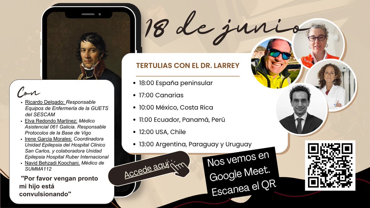Mañana, nueva Tertulias con el Dr. Larrey📌

🙏Por favor vengan pronto mi hijo está convulsionando

semes.org/evento/tertuli…