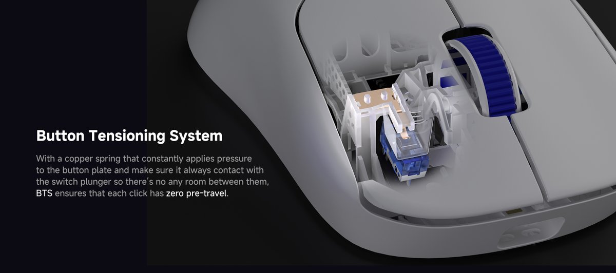 クリックの精度を追求したBTS（Button Tensioning System）搭載。
一瞬の判断が勝敗を分ける場面でも、確実なレスポンスを提供します。