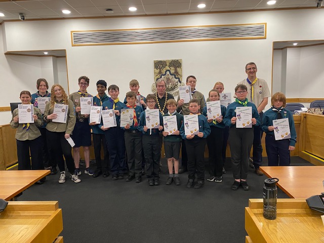 Congratulations to all of the local scouts that came to the Civic Offices to collect their silver, gold and platinum awards last week. The awards recognise their achievement, service, and contribution to scouting. Well done to you all and keep up the good work!