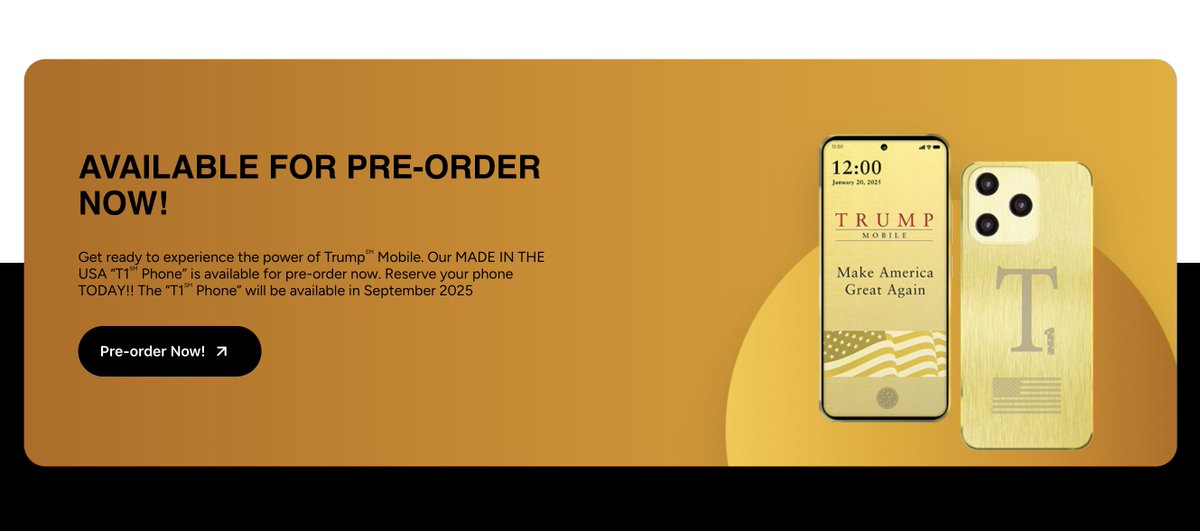 Ab September soll es "Trump Mobile" geben

Smartphone: $499
moantlicher Mobilfunktarif: $47.45

Offiziell lizensiert von der Trump Organization

Das kommt ins nächste Kapitel der Lehrbücher über Korruption