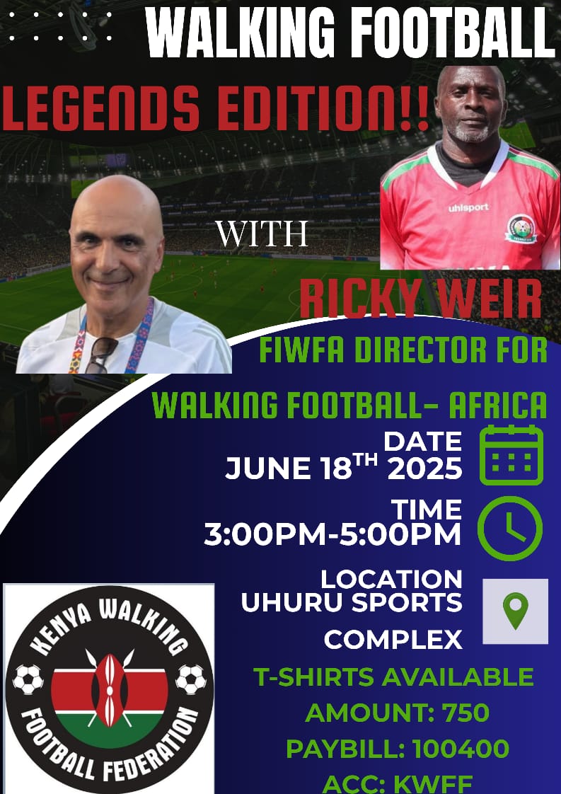 WALKING FOOTBALL: LEGEND’s EDITION – 18th JUNE 2025
Who knows, we just might one day have a Walking Football game between AFC Leopards +60yrs verses Gor Mahia +60yrs. watch this space.
facebook.com/profile.php?id…