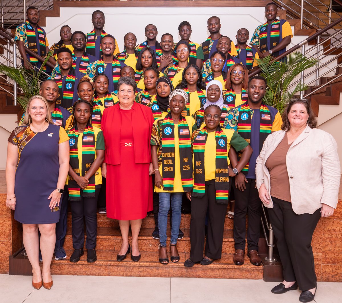 USEmbassyGhana's tweet photo. Congratulations to the 30 young Ghanaians selected for the 2025 #MandelaWashingtonFellowship! They stood out in a highly competitive process and will join peers across Africa for top-tier leadership & professional training in the United States. 🇺🇸 🇬🇭
 https://t.co/ZwmY2EvYEY

#YALI2025 #Exchangeourworld #USinGhana