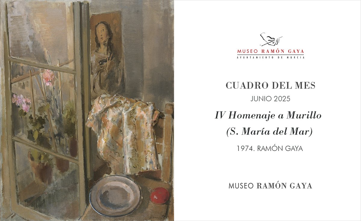 CUADRO DEL MES | JUNIO 2025
"IV Homenaje a Murillo (S. María del Mar)", 1974.
Gaya pintó esta obra en su estudio del barrio Gótico de Barcelona. Un tributo íntimo a Murillo, con geranios, porcelana y la Inmaculada de Soult al fondo.
#CuadroDelMes #Murillo #RamónGaya