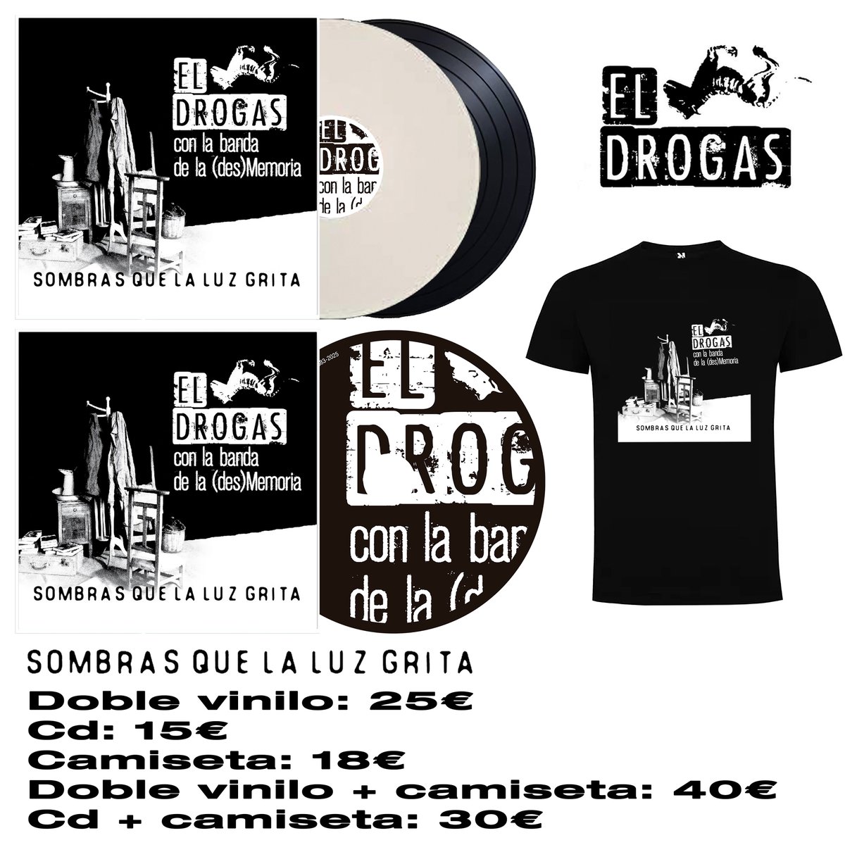 EL DROGAS PUBLICA "SOMBRAS QUE LA LUZ GRITA" EN DOBLE VINILO, CD Y DIGITAL.

El disco se podrá adquirir en la web eldrogas.bigcartel.com y en los conciertos a partir del 3 de julio. 

open.spotify.com/intl-es/album/…