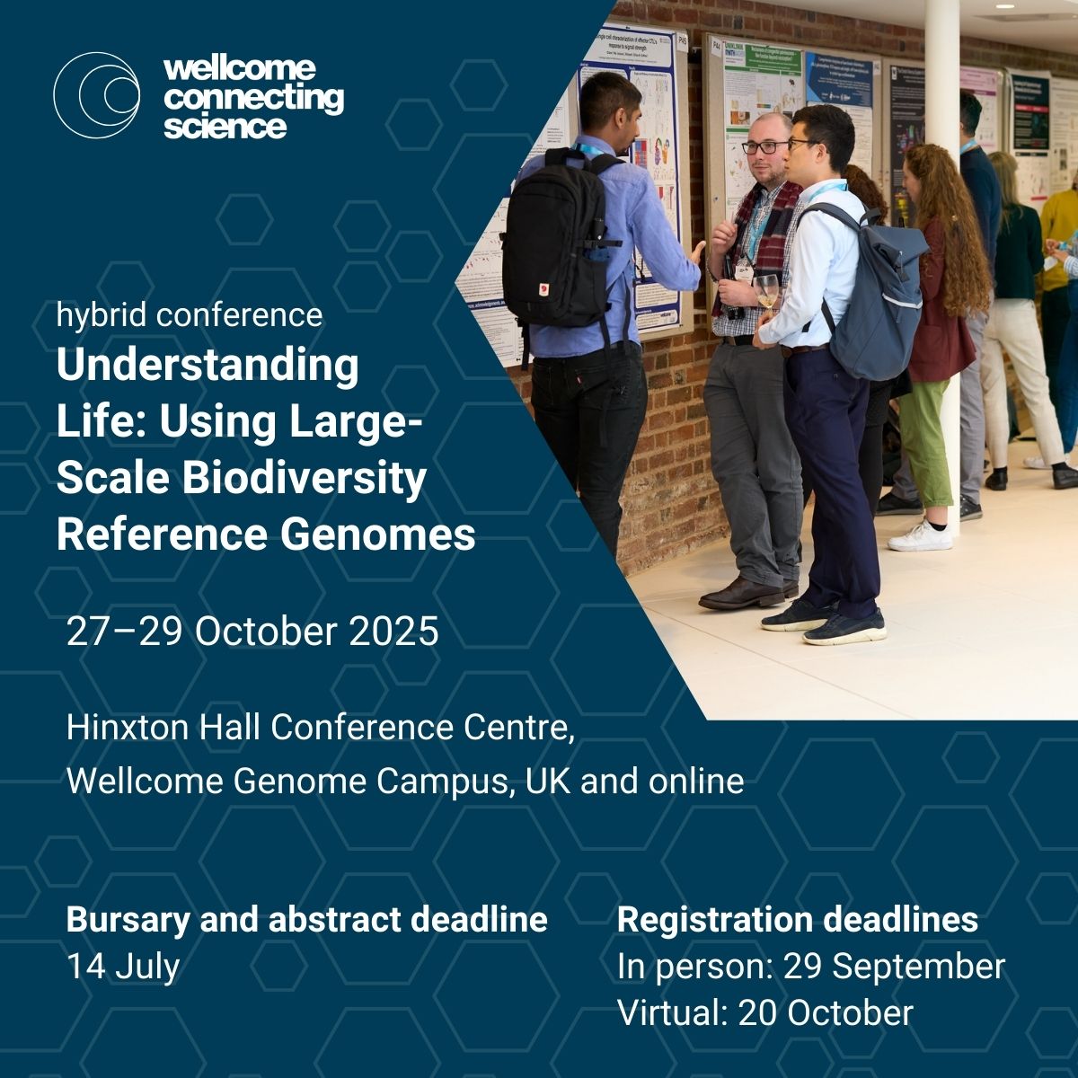 eventsWCS's tweet image. Present your insights from studies into #eukaryotic genomes at our #Biodiversity25 conference📈
🗓️27-29 October 2025
Submit by 14 July📩
Showcase best practices for applying new methods and resources to analyse #biodiversity genomes at scale🌳
📎 Info: bit.ly/4k0Jug4