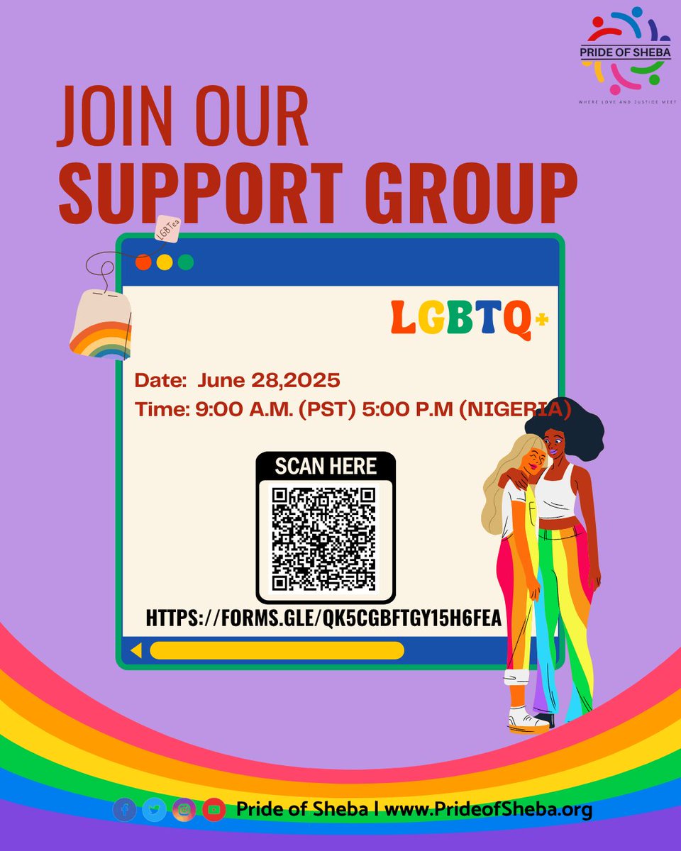 You are not alone. You never have been. And now, you don’t have to be. 🌈💛

Pride of Sheba is launching a Monthly Online Support Group for LGBTQ+ individuals around the world.
Let's hold space for each other, build resilience, confidence and self-esteem.

🗓️ 28th June 2025