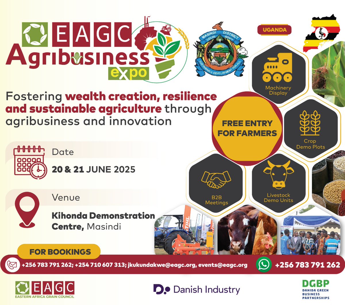 Western Uganda, Are You Ready? 

The countdown is ON for the EAGC Agribusiness Expo, Western Region!

Venue: Kihonda Demonstration Centre, Masindi
Date: 20th &amp; 21st June 2025

Over 40 exhibitors will be showcasing a wide range of products and services, including farm inputs,