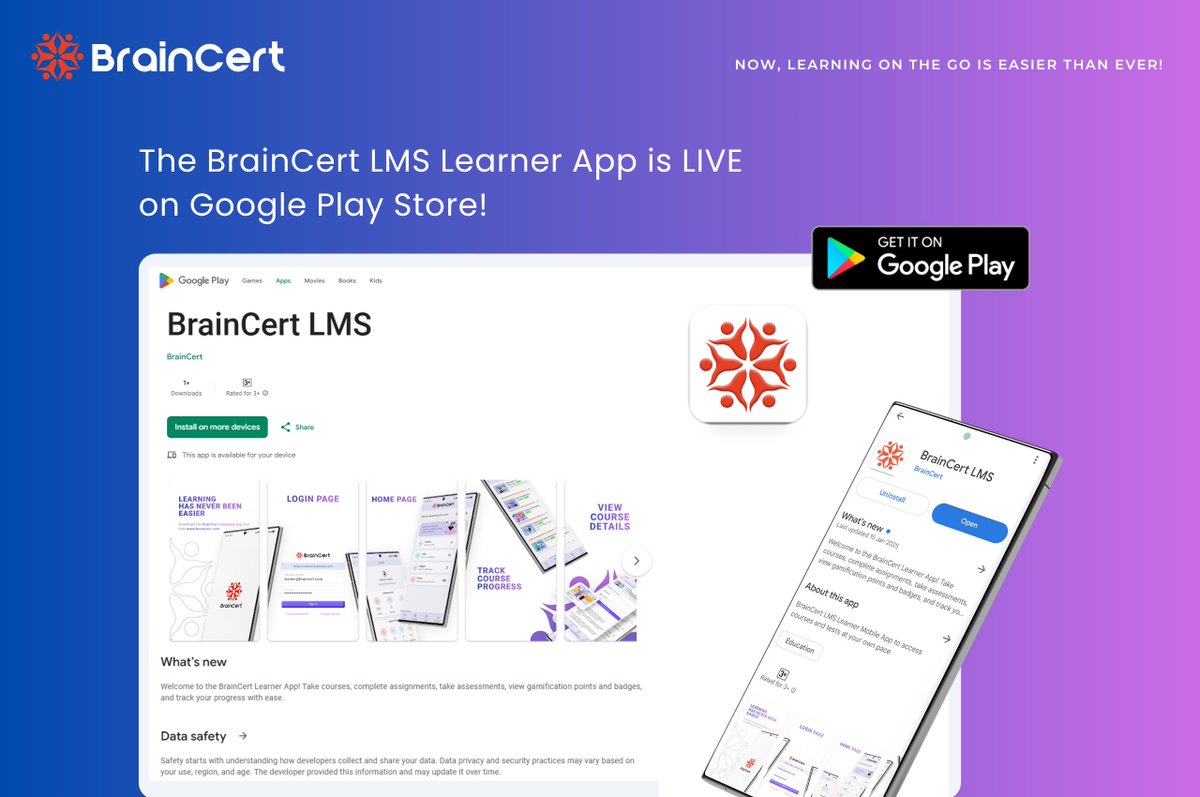 BrainCert's tweet image. Gen Z craves flexibility, mobility, and instant access.
 Is your LMS mobile-ready?
If it’s not mobile-ready, you’re already behind.

👉 Stay ahead with mobile-first learning: braincert.com/learner-mobile…

#MobileLearning #EdTech #OnlineCourses #GenZLearning #LMS