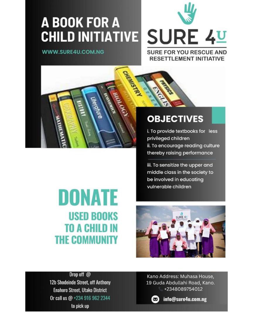 Sure4u_'s tweet image. SURE4U is seeking for donations to help give school children books.
This is a call to the general public to donate new or used books to SURE4U.
For enquiries and more information, please call the number on the flier, or send an email to the email address on the flier.