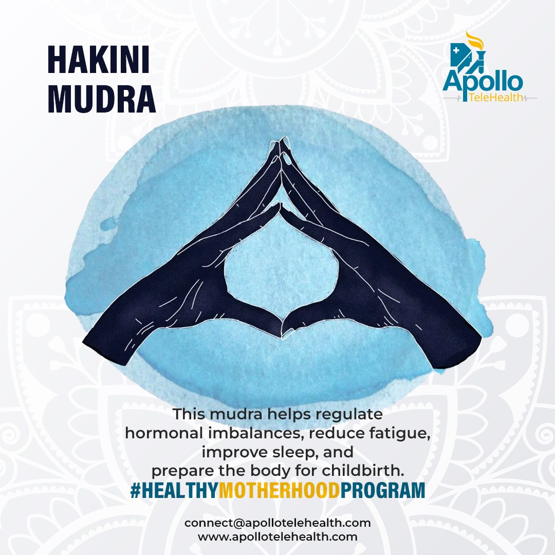 This whole week explore the power of #Mudras that support #pregnancy and #postpartumwellness with Apollo Telehealth.

#Day2 #HakiniMudra #PregnancyWellness #ApolloTeleHealth #MudraSeries #PrenatalCare #MindfulMotherhood #MudraTherapy  #YogaForPregnancy #healthymotherhoodprogram