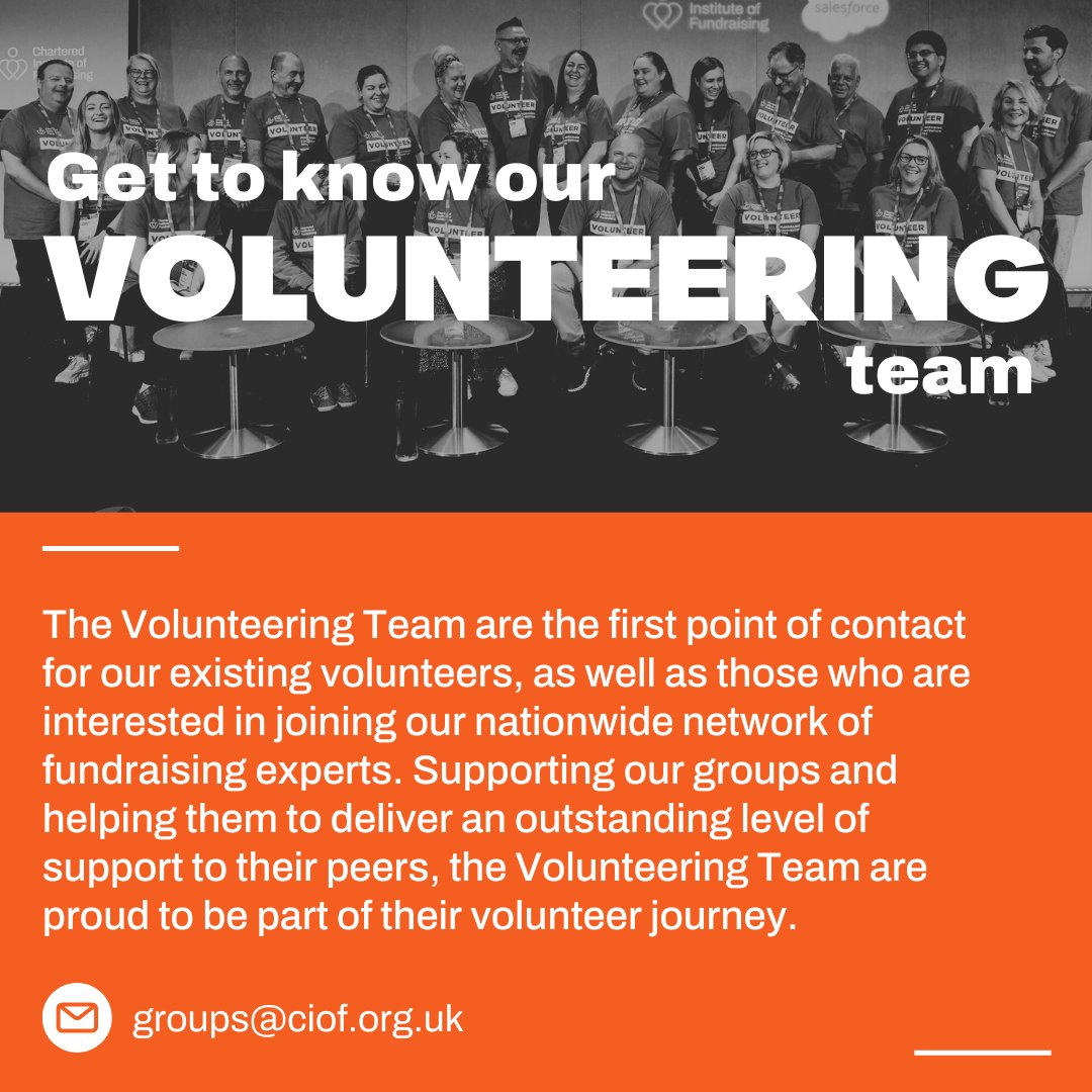 Get to know our volunteering team!

Volunteers play an essential role in shaping and strengthening the Chartered Institute and the wider fundraising community. That’s why we have a dedicated Volunteering team to support every volunteer, every step of the way.