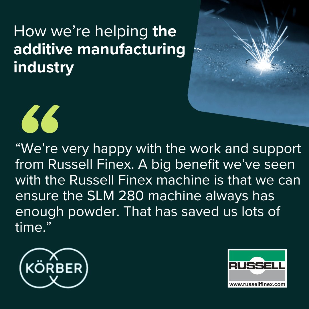 By integrating the Russell AMPro® Sieve Station with its SLM 280 3D metal printer, Körber reduced each print job’s powder handling time from six to two hours.

russellfinex.com/en/case-studie…