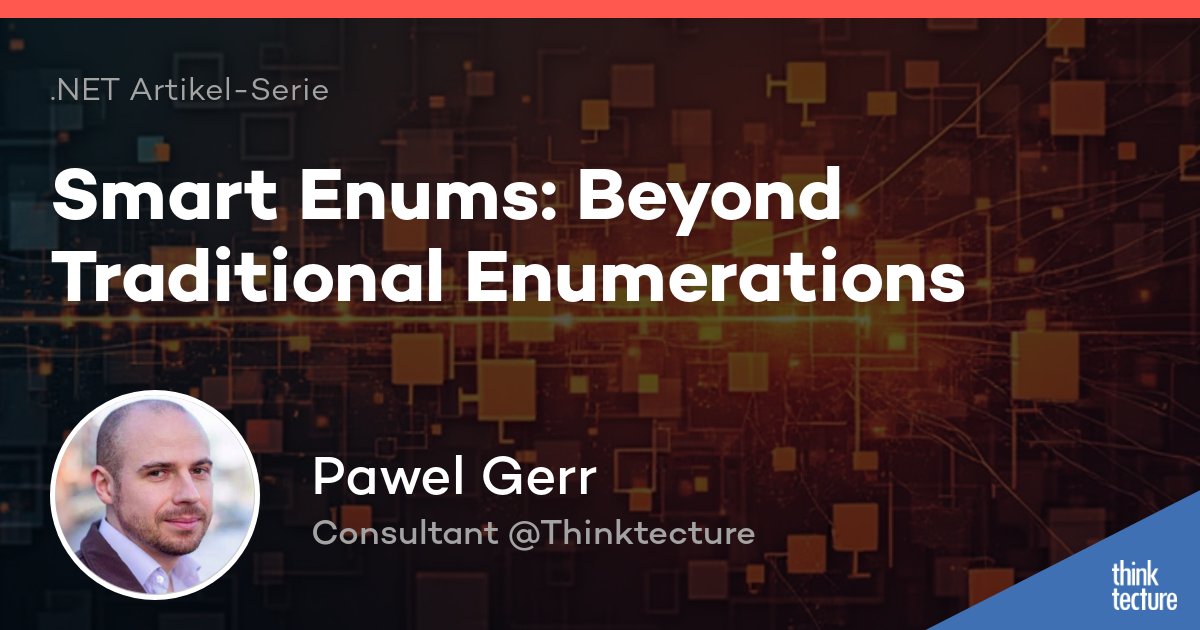 Traditional C# enums too limited? Pawel Gerr’s new article explores Smart Enums in .NET—encapsulate data &amp; behavior for robust, type-safe code!
Read now: lnk.thinktecture.cloud/smart-enums-1
#dotnet #CSharp #Enums