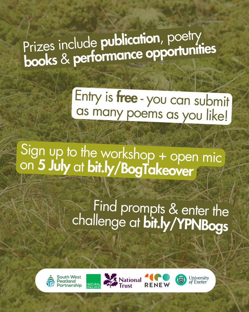 PoetrySociety's tweet image. Calling all young writers: new Young Poets Network challenge alert!
Foyle Young Poets Freya and Jennie invite you to explore the wonderful world of bogs and to get inspired to write your own poems.
Enter by 10 August: bit.ly/YPNBogs
