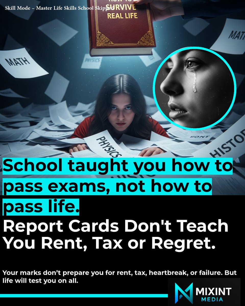 MixintMedia's tweet photo. No one failed you.
The system was never meant to prepare you for real life.
📌 No one taught you rent.
📌 No one taught you tax.
#MixintMedia #LifeSkillsSchoolSkipped #SkillMode #1PercentSmarter #NoOneTaughtUs #TaxNotTaught #RealWorldSkills #SelfGrowth https://t.co/ijyjN6RB8X