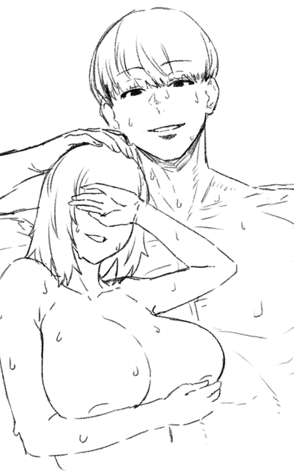 イケメン描いてたら無意識に女描き足してて気づいたら寝取られみたいになっちゃった…誰だこの女 