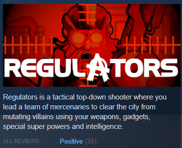 OrangePixel's tweet image. Still trying to gain attention for Regulators. Very proud of the game I got out, and also based on the reviews - I did a good job! It just continues to be difficult to get your game noticed! Still have a few ideas left though
store.steampowered.com/app/1892750/Re… #indiegames #pcgames