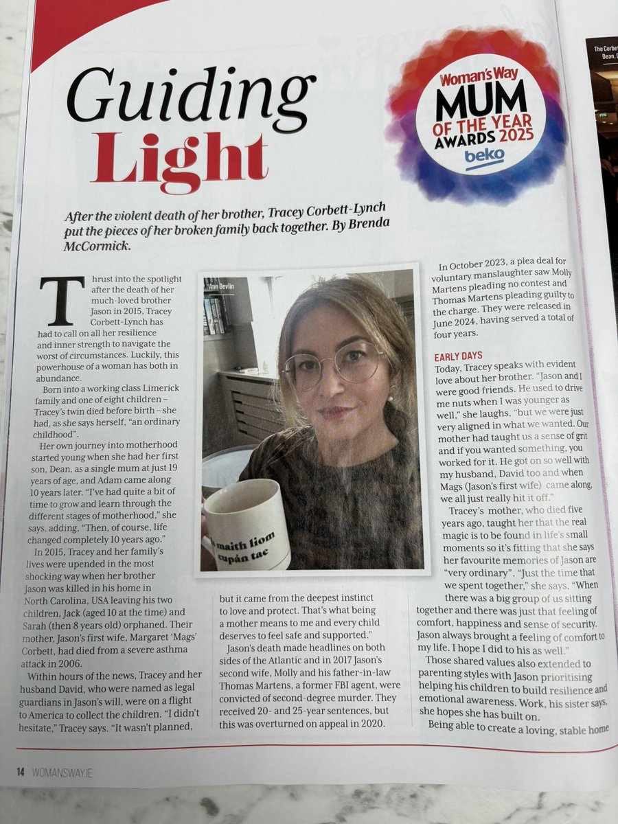 mybrotherjason's tweet photo. Congratulations to Tracey @Lynchtr5 on being nominated for the Woman’s Way Mum of Year!! I couldn’t think of anyone more deserving of this accolade. After the violent death of her brother Jason, Tracey put the pieces of her broken family back together 🩷
#MumOfTheYear
#WomansWay https://t.co/rWqFJpEB4J