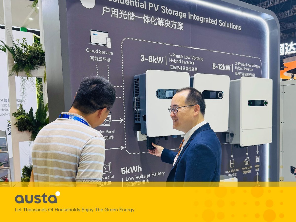 AustaSolar's tweet photo. SNEC Shanghai 2025-A Huge Success
Thank you to everyone who visited our booth!
We showcased our commercial &amp; industrial energy storage systems and the integrated
solar-storage-charging-heating solution combining PV modules, storage inverters.
#SNEC2025 #GreenEnergy https://t.co/R2Duyzltrl