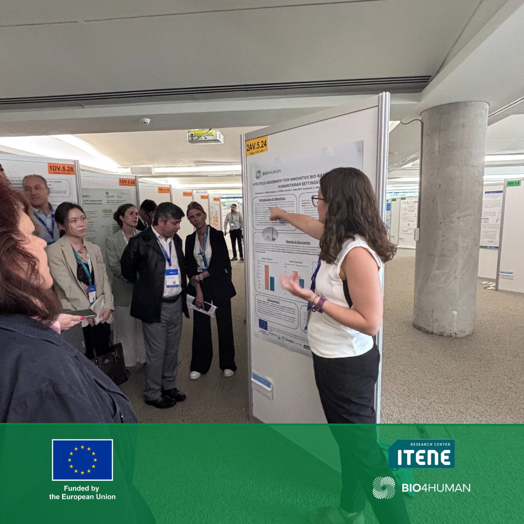 bio_4_human's tweet image. 🚀 Last week at #EUBCE, Bio4HUMAN partner @itene presented our poster on LCA for bio-based solutions in humanitarian settings.
💬 Great discussions on sustainability, waste, and even a thesis collaboration on bio-energy in rural Africa!
#Bio4HUMAN #HorizonEurope