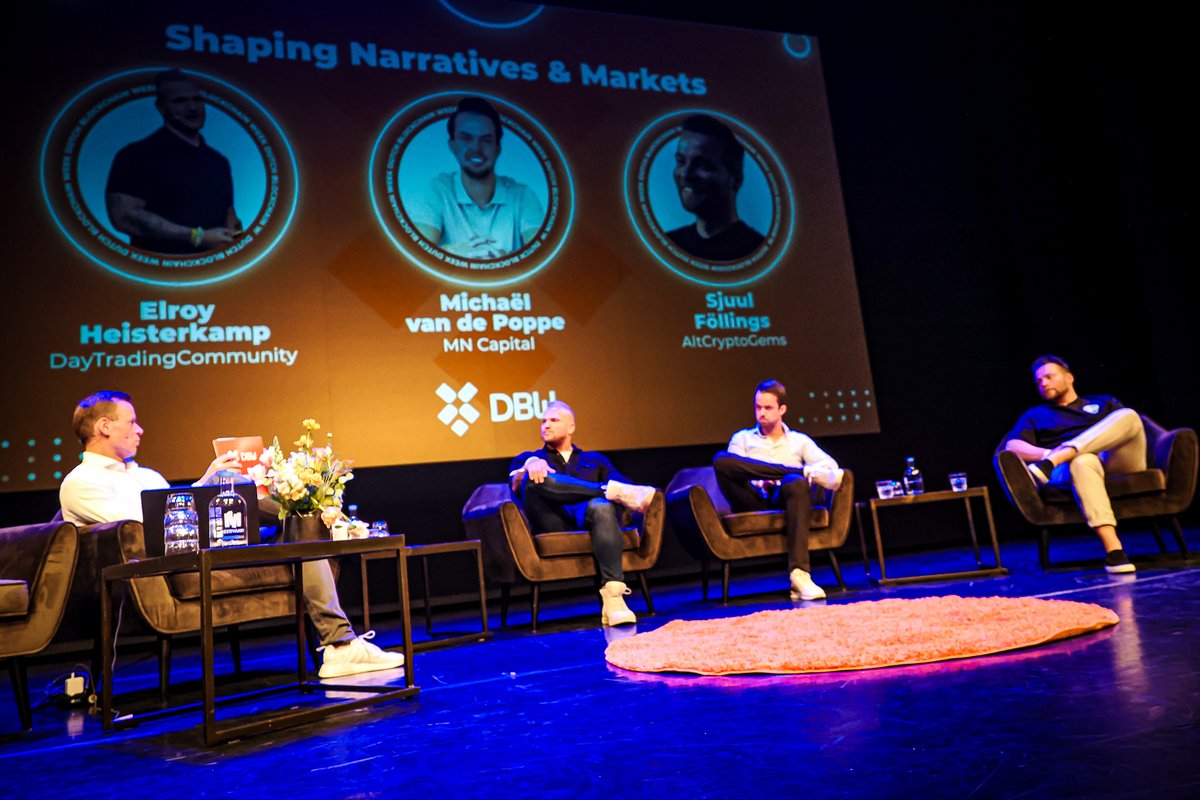 Dutch Blockchain Week (@dutchblockweek) on Twitter photo One of the standout sessions of #DBW25 — where storytelling met strategy and market insights.
With powerful perspectives from:
<a href="/ElroyRyonCrypto/">ElroyRyonCrypto</a>
<a href="/CryptoMichNL/">Michaël van de Poppe</a>
<a href="/AltCryptoGems/">Sjuul | AltCryptoGems</a>
They dove into the role of narratives in shaping sentiment, markets, and the future of crypto. One of the standout sessions of #DBW25 — where storytelling met strategy and market insights.
With powerful perspectives from:
<a href="/ElroyRyonCrypto/">ElroyRyonCrypto</a>
<a href="/CryptoMichNL/">Michaël van de Poppe</a>
<a href="/AltCryptoGems/">Sjuul | AltCryptoGems</a>
They dove into the role of narratives in shaping sentiment, markets, and the future of crypto.