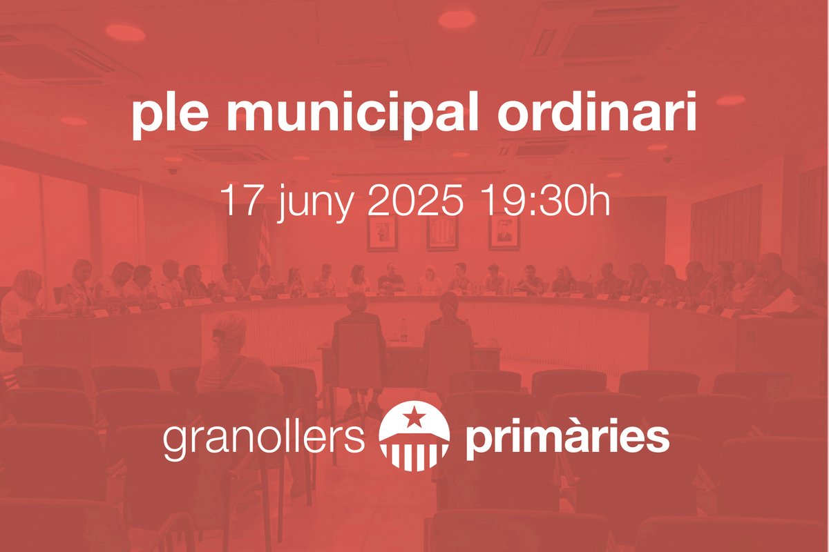 🏛️Avui a les 19:30h se celebra el Ple Municipal Ordinari de juny de l'Ajuntament de #Granollers.
🔥Aquest mes es fa més aviat per no coincidir amb Sant Joan.
🔴Podreu seguir-lo en directe a internet:
youtube.com/watch?v=j-fBgT…