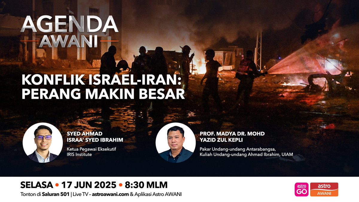 AgendaAWANI (@agendaawani) on Twitter photo Israel-Iran terus berbalas serangan dengan kebimbangan konflik boleh mencetuskan perang serantau membabitkan proksi dengan skala perang lebih besar? <a href="/nazrikh/">nazri kahar</a> <a href="/501Awani/">Astro AWANI</a> Israel-Iran terus berbalas serangan dengan kebimbangan konflik boleh mencetuskan perang serantau membabitkan proksi dengan skala perang lebih besar? <a href="/nazrikh/">nazri kahar</a> <a href="/501Awani/">Astro AWANI</a>