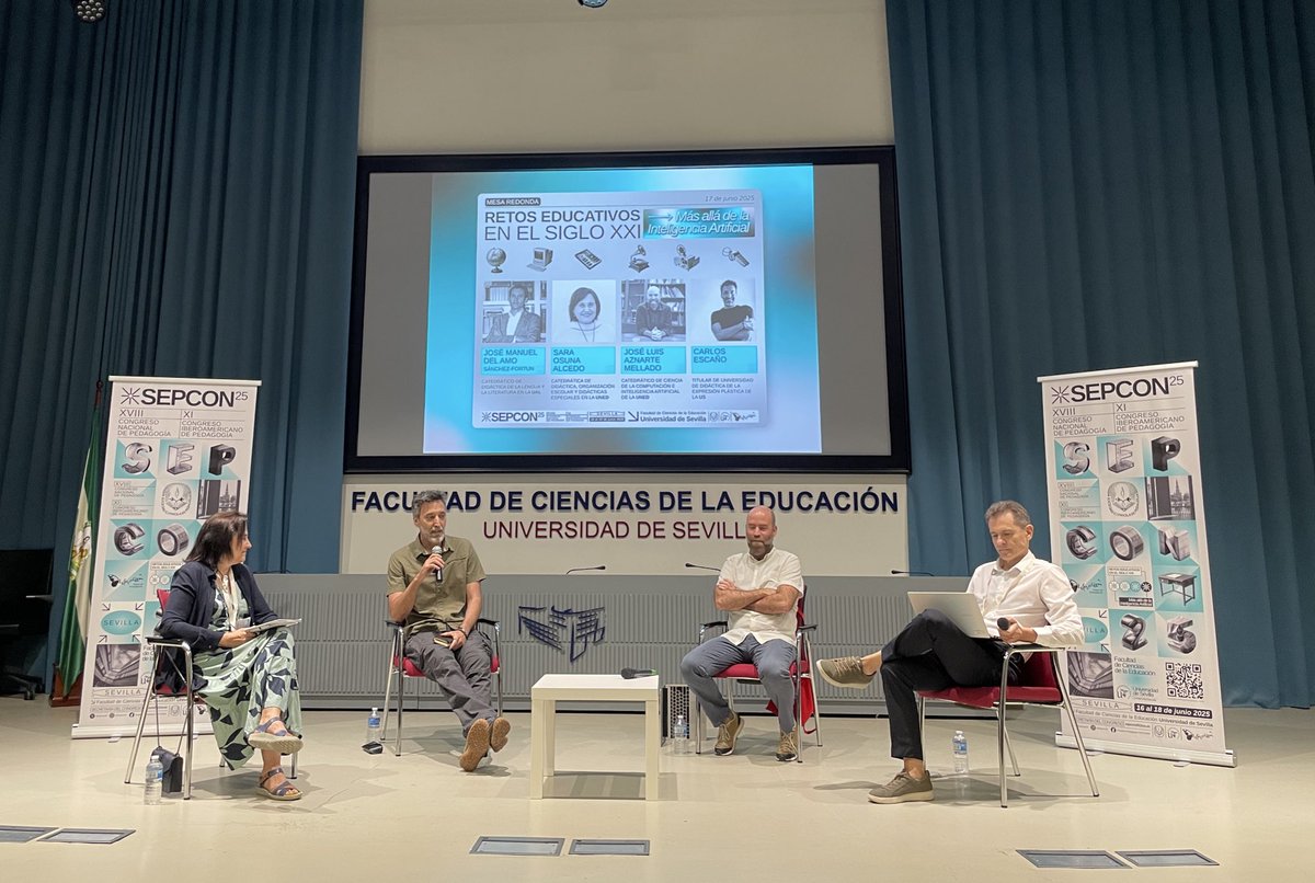 Nuestro compañero y director de grupo, <a href="/carescano/">Carlos Escaño</a>, da inicio a la mesa redonda “Retos educativos en el siglo XXI. Más allá de la Inteligencia Artificial” en el Congreso <a href="/sepcon25/">SEPCON25</a> junto a <a href="/SaraOsunaAcedo/">Sara Osuna Acedo</a>, José Manuel del Amo y José Luis Aznarte Mellado.