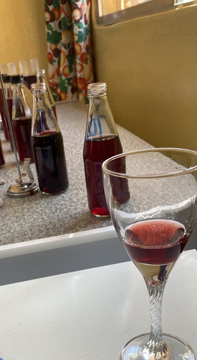 First taste of 2024 Rosella Wine from the deep red Rosella! Exciting, quite different from our normal Rosella Rosé! So we have another red wine in the Linga offering. The nearer bottle is Rosella and next one is Mulberry. Work in progress. #malawi #fruitwine #hibiscussabdariffa