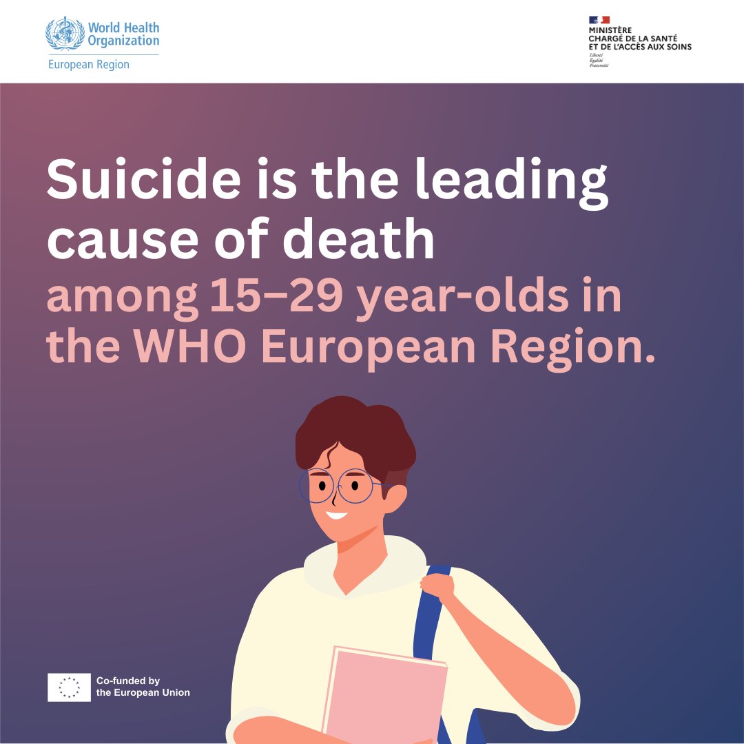 Suicide is now the leading cause of death among 15–29 year-olds in the WHO European Region.

This should alarm every policymaker, educator, service provider, and parent.

It’s time to prioritize prevention, care, and inclusion—across all sectors.

#MentalHealthinAllPolicies