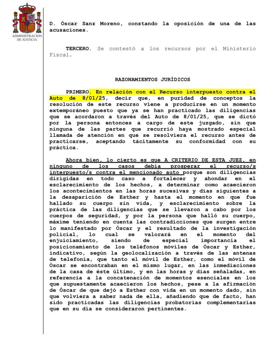 #ULTIMAHORA 🔴 
La juez deniega TODAS las pruebas solicitadas por el único investigado por el crimen de Esther López, recuerda sus muchas contradicciones y lo coloca un poco más cerca del banquillo de los acusados.