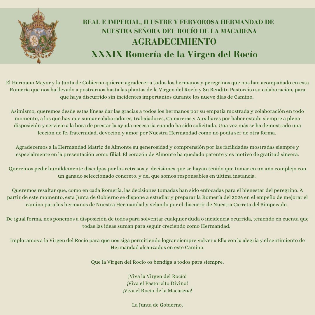 𝐀𝐆𝐑𝐀𝐃𝐄𝐂𝐈𝐌𝐈𝐄𝐍𝐓𝐎 𝐑𝐎𝐌𝐄𝐑Í𝐀 𝟐𝟎𝟐𝟓