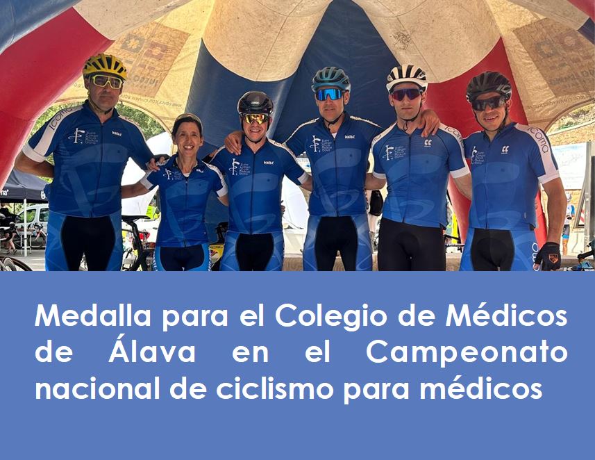 El equipo ciclista del Colegio de #Médicos de #Álava consigue una medalla en el Campeonato nacional que tuvo lugar el 14 de junio en #Cuenca.

La Dra. Lourdes Guerra se alzó con la medalla de bronce en la categoría Máster 50 femenina.
#VitoriaGasteiz

icoma.eus/medalla-de-ico…