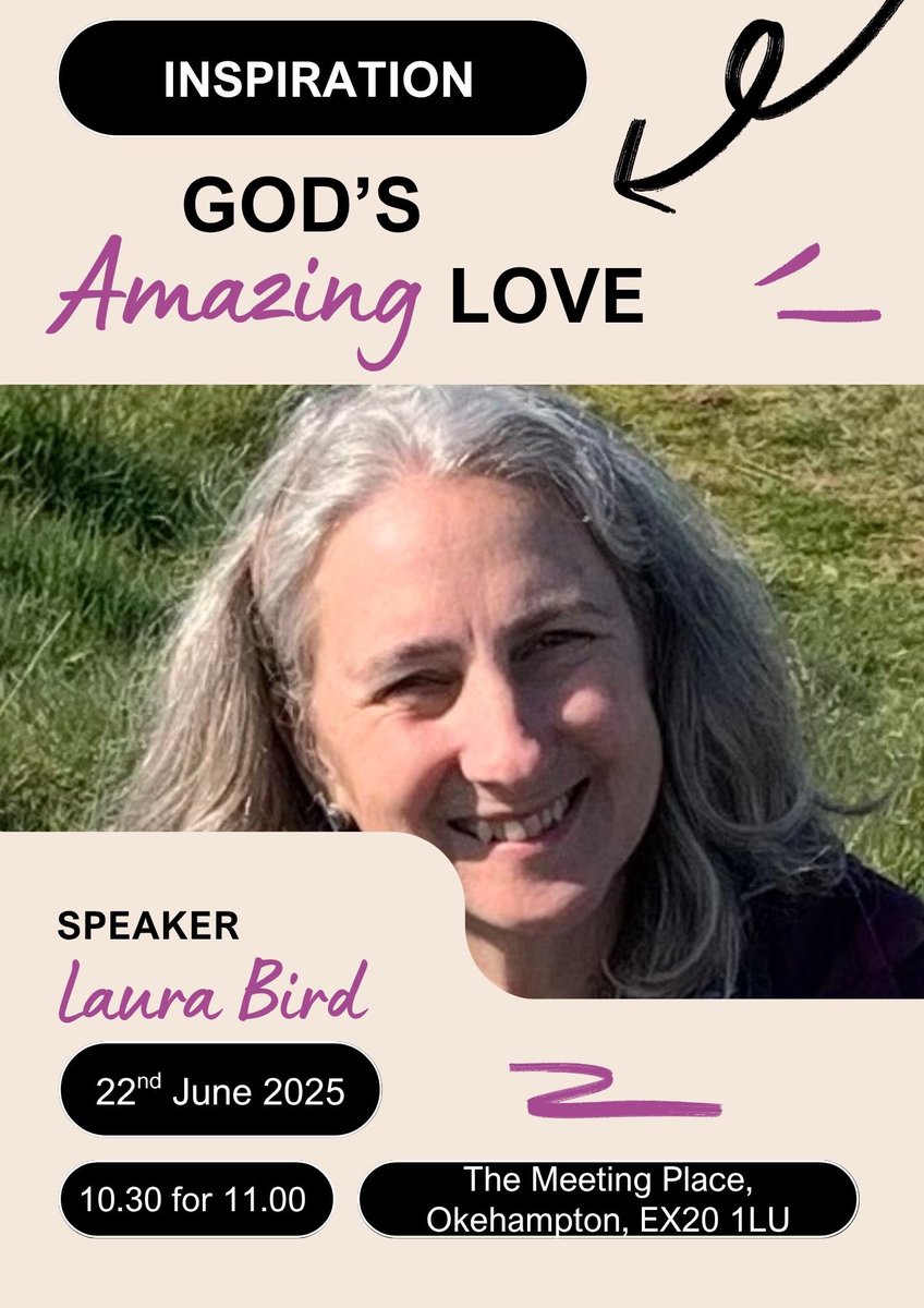 Our speaker this coming Sunday will be Laura Bird who will be sharing on the subject - God’s Amazing Love.
10.30am for coffee
11.00am for celebration 
All welcome. #Okehampton #Okehamptonchurches