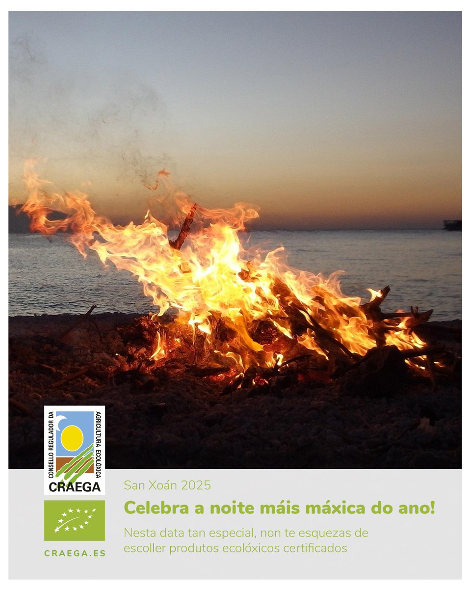 Nesta noite máxica, acendemos o lume das tradicións e compartimos sabores que coidan do noso corpo e do planeta ✨

🌾 Que este San Xoán sexa lume, sabor e conciencia, sempre con produtos ecolóxicos certificados ✅

💚 Feliz noite de San Xoán!