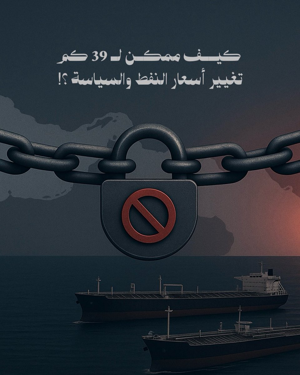 alsherawi's tweet photo. مضيق هرمز يمر منه حوالي 17 مليون برميل نفط يومياً أي ما يعادل 20٪ من استهلاك العالم وثلث صادراته.
إغلاقه يعني ارتفاع مفاجئ في الأسعار، شلل التجارة العالمية، وتوترات دولية.
هل تعتقد أن العالم مستعد لمواجهة بهذا الحجم؟ 🌍

#Iran #الطاقة #الاقتصاد #جيوسياسة #مضيق_هرمز #Iran #Iran https://t.co/PiNEIqXyga