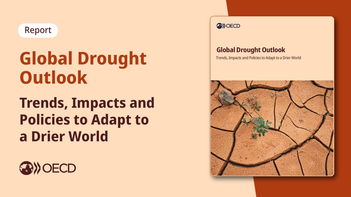 OECD_ENV's tweet image. Drought-affected land has doubled since 1900, with 40% of the planet facing more frequent & intense droughts.
As climate change fuels drought risk, how can countries best adapt?
Read our🆕report to find out more.
➡️oe.cd/droughts25
#DesertificationandDroughtDay