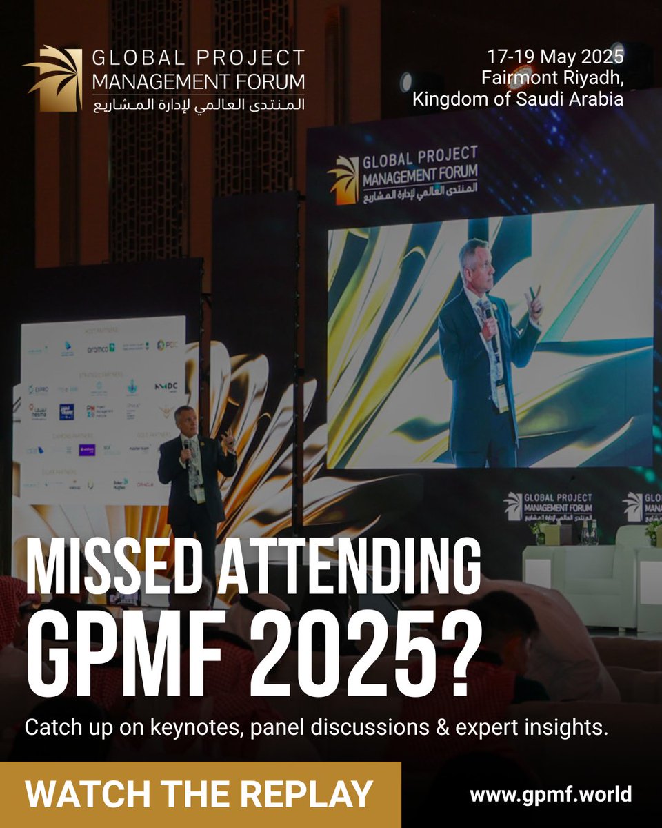 Global Project Management Forum (@gpmforum) on Twitter photo Couldn’t make it to #GPMF2025? You can still catch the highlights.
🎥 Forum Day 1 Livestream
English: youtube.com/live/q65L0GR7k…
Arabic: youtube.com/watch?v=r7PFNM…
🎥 Forum Day 2 Livestream
English: youtube.com/live/pyviwy5AB…
Arabic: youtube.com/live/Twg1pG07H… Couldn’t make it to #GPMF2025? You can still catch the highlights.
🎥 Forum Day 1 Livestream
English: youtube.com/live/q65L0GR7k…
Arabic: youtube.com/watch?v=r7PFNM…
🎥 Forum Day 2 Livestream
English: youtube.com/live/pyviwy5AB…
Arabic: youtube.com/live/Twg1pG07H…