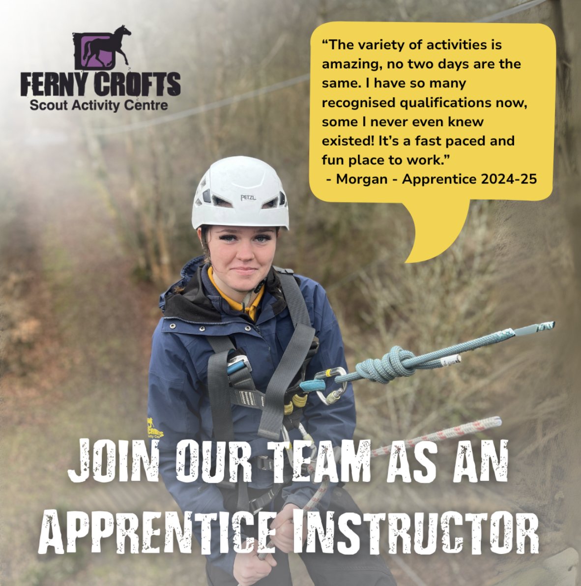 Apprentice Outdoor Activity Instructor - New Forest  
F/T, Fixed term £8.55 ph (£1 more than Apprentice NMW), Food &amp; Accomm available Closes 12/8/25   
outdoor-learning.org/job/Apprentice…
With IOL Members, Ferny Crofts Scout Activity Centre
#workoutdoors #outdoorlearningjobs #jobseekers